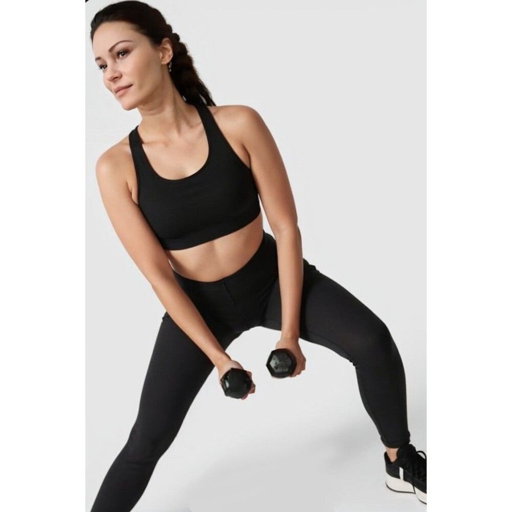 Sweaty Betty Women's Black Stamina SMALL Workout Sports Bra Medium Support NEW